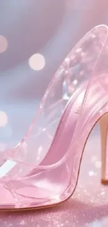 Elegant pink high heel shoe on soft background.