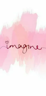 Elegant pink wallpaper with 'imagine' text.