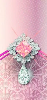 Elegant pink jewel wallpaper with ornate design