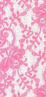 Elegant pink lace patterned wallpaper design.