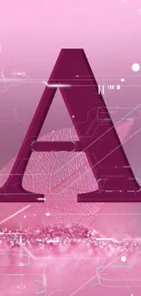 Elegant pink wallpaper with letter A and leaf.