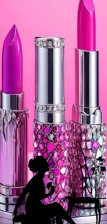 Elegant pink lipstick with stylish design.