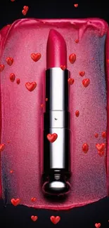 Vibrant pink lipstick on a sleek black background.