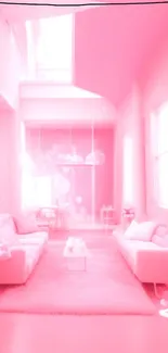 Pink-themed living room with modern decor.