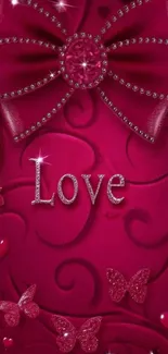 Pink wallpaper with love design and sparkling accents.