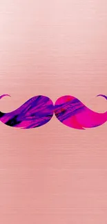 Vibrant pink and purple mustache on a soft pink background.