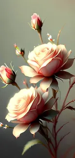 Elegant pink roses wallpaper for mobile device.