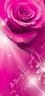 Elegant pink rose wallpaper with floral design.