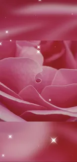 Elegant pink rose with sparkles, perfect for mobile wallpaper.