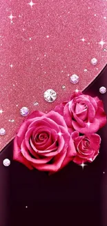 Elegant pink rose wallpaper with sparkling gems.