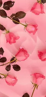 Elegant pink rose wallpaper with floral design.