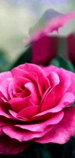 Elegant pink rose close-up, floral wallpaper.