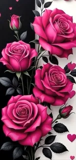 Elegant pink roses with heart accents