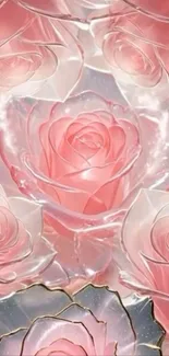 Elegant pink roses mobile wallpaper with a delicate floral design.