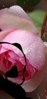 Dew-kissed pink rose with elegant petals.