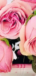 Beautiful pink roses in full bloom wallpaper