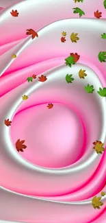 Mobile wallpaper featuring elegant pink satin waves.