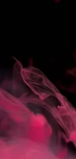 Elegant pink smoke art on a black background wallpaper.