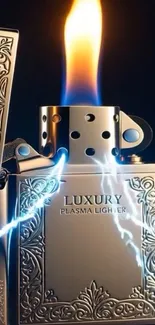 Intricate plasma lighter with vibrant flame design.