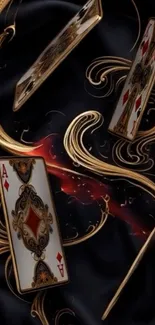 Artistic design of playing cards on black background.