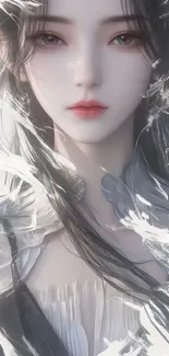 Elegant fantasy portrait in ethereal style, perfect for mobile wallpaper.