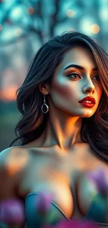 Elegant portrait with vibrant hues on mobile wallpaper.
