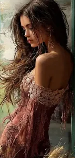 Elegant woman portrait with artistic background.