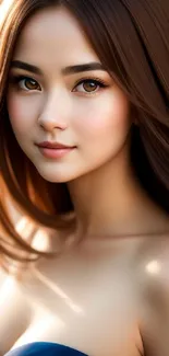 Elegant portrait of a young woman as a mobile phone wallpaper.