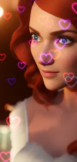 Stylized portrait of a red-haired character with blue eyes in elegant lighting.