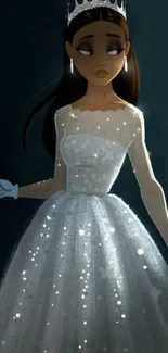 Elegant princess in a sparkling gown.