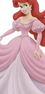 Animated princess in a pink gown, perfect for mobile wallpaper.