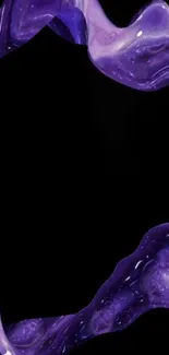 Fluid purple abstract art on black background.