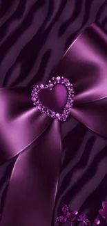 Elegant purple bow with jewels on dark background.