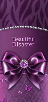 Purple bow mobile wallpaper with elegant design.