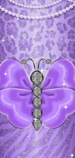 Elegant purple butterfly with glitter design wallpaper.