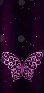 Elegant purple butterfly design on dark background wallpaper.