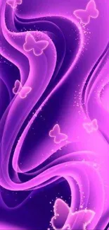 Purple butterfly wallpaper with swirling abstract design.