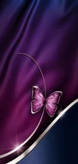 Elegant purple butterfly on a silky background wallpaper.