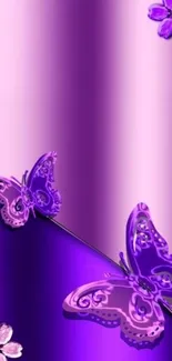 Elegant purple butterfly and floral design mobile wallpaper.