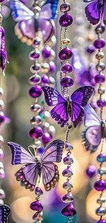 Purple butterflies and beads mobile wallpaper with elegant design.