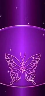 Purple butterfly wallpaper with an elegant glowing design.