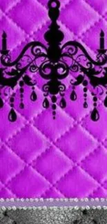 Elegant purple wallpaper with black chandelier design.