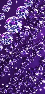 Purple wallpaper with sparkling diamonds enhancing luxury.