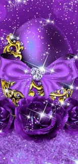 Purple jeweled egg and roses wallpaper.