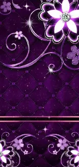 Elegant purple floral wallpaper with intricate designs.