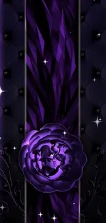 Elegant purple floral wallpaper with an abstract rose design.