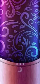 Elegant purple and blue floral mobile wallpaper with artistic swirls.