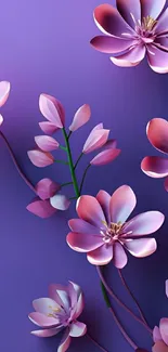 Elegant 3D purple flower wallpaper design