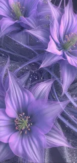 Elegant purple floral wallpaper with intricate design.