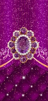 Elegant purple gemstone wallpaper with ornate design.